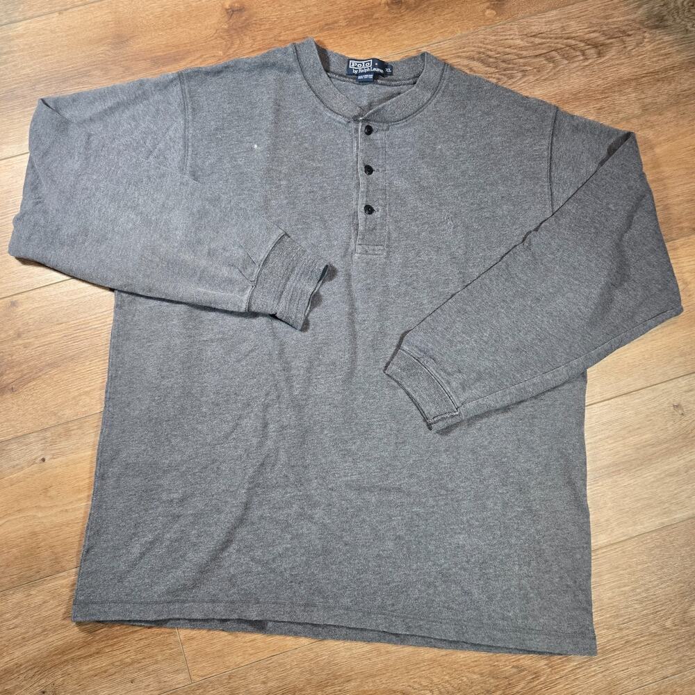 Vintage Polo Ralph Lauren Shirt Mens XL Gray Long Sleeve Made Hong Kong Preppy